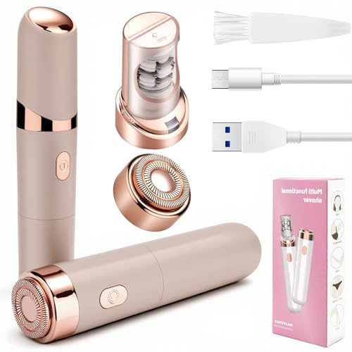 RUIZHI Facial Hair Remover for Women, 2 in 1 Epilator for Women with LED-Light & USB Rechargeable Electric Hair Removal Device Painless Portable for Face, Lip, Back, Chin, Leg, Arm, Bikini