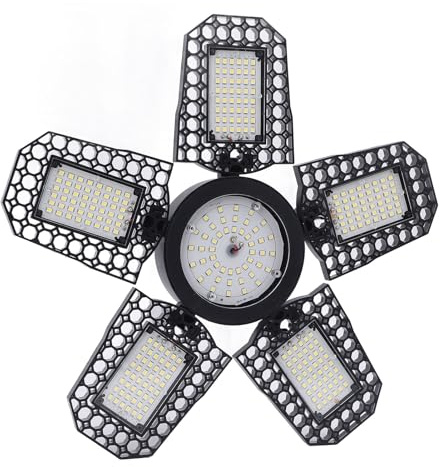 Sorandy LED-Garagenleuchte, Superhelle E27-Glühbirne, 2994 Lichtstromlampe mit 6000 K–3000 K Verstellbarem Panel, Ideal für Garage, Werkstatt und Keller (Warmes Weiß)