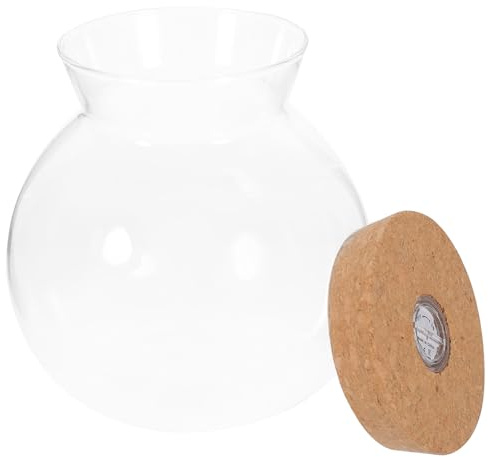 LED Glasflasche mit Holzdeckel, 1 Gallone, Transparent | Borosilikatglas, LED Lichtbasis, Klare 360-grad Sicht, Kompakt für Schlafzimmer und Nachttisch