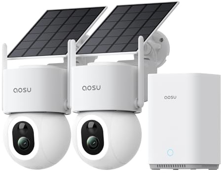 aosu D1 Max 4K Caméra Surveillance WiFi Extérieure sans Fil, 8MP 360° PTZ