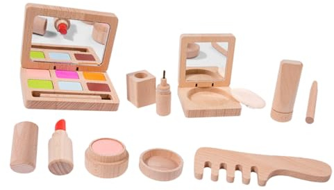LRXIYODE Holz Schminkset für Mädchen Kinderspielset Beauty Salon Rollenspiel Sicher und Realistisch Fördert Kreatives Make Up Lernen und Partyspaß