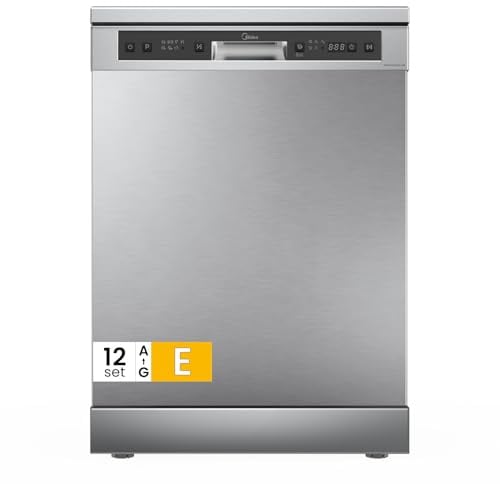 Midea Lavastoviglie Libera Installazione 12 Coperti 6 Programmi 60 cm Inox | Avvio Ritardato, Mezzo Carico, Cestello Regolabile, Asciugatura Extra, Blocco Bambini, 49 dB, Installazione Flessibile