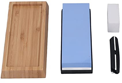 Pierre à aiguiser 1000/6000 grains – Ensemble de pierres à aiguiser pour couteaux avec base antidérapante, support en bambou et guide d’angle, adapté aux couteaux de poche de