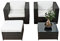 XXL Balkon Lounge Set für Balkon und Terrase erweiterbar - Polyrattan Balkon Lounge Set - schwarz – Gartenmöbel Lounge Möbel Set Garnitur - Gartenlounge Set + Lounge Sessel + Hocker + Tisch + Kissen