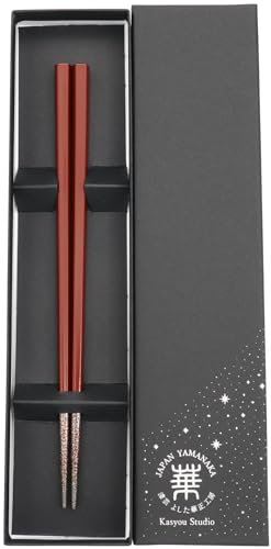 Kasyou Studio URUSHI KENKO Chopsticks ( RED 8.3 Inch/21 cm ) Made in Japan (Dishwasher Compatible) Luxury Chopsticks Reusable Japanese Style Gift Set baguettes japonaises japanische essstäbchen