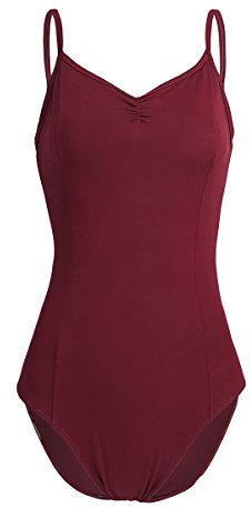 iEFiEL Damen Ballettanzug Body Top Unterhemd Ballett Trikot Bodysuit Achselhemd mit Spaghettiträgern (M, Burgundy (5C-122))