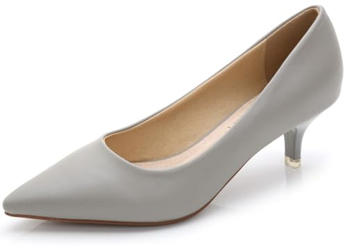 WUIWUIYU Women's Girls' Fashion Pointed Toe Kitten Heel Pump Shoes