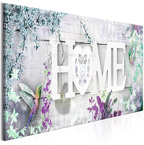 decomonkey Bilder Home Blumen Vogel 150x50 cm 1 Teilig Leinwandbilder Bild auf Leinwand Vlies Wandbild Kunstdruck Wanddeko Wand Wohnzimmer Wanddekoration Deko Haus