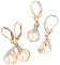 Ardeo Aurum Damen Hänge-Ohrringe aus 375 Gold bicolor Gelbgold Weißgold mit 0,07 ct Diamant Brillant 7,5 mm Perlen Brisuren Hänger Tropfen-Design