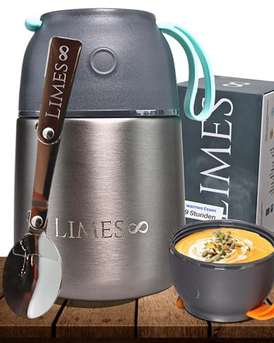 Limes 8® Thermobehälter für Essen - 500ml - Warmhaltebehälter für Speisen - Thermo Lunchbox Edelstahl - Essensbehälter für Babynahrung, Suppen, Müsli to go Speisegefäß