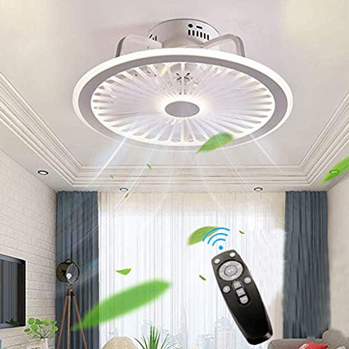 JINWELL Deckenventilatoren Mit Beleuchtung, Dimmbar, Dimmbarer Windgeschwindigkeit 40W Moderne LED Deckenleuchte Leise Ventilator Pendelleuchte Für Schlafzimmer Wohnzimmer Büro Lampe (White)