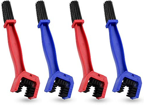 Reinigungsbürste für Fahrradketten, 4 Stück, Kettenreiniger für Motorrad, Fahrrad, Kunststoff, Reinigungsbürste für Motorradketten (blau, rot)