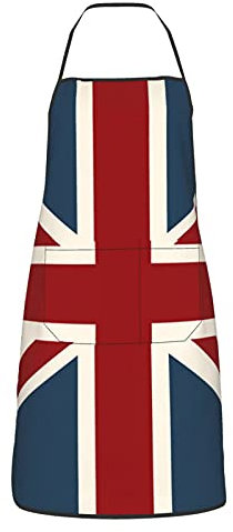 Daisylove Unisex Apron with Pockets Classic Union Jack Flag Cooking Kitchen Chef Women Men Aprons for Cooking Baking BBQ Housework Chef Kitchen