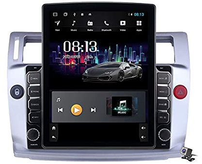 Android 9.1 - Radio multimedia de navegación GPS para coche, pantalla vertical de 9.7 pulgadas, para Citroen C4 C-Quatre 2004-2011, compatible con FM DSP RDS/reproductor de DVD/control del volante