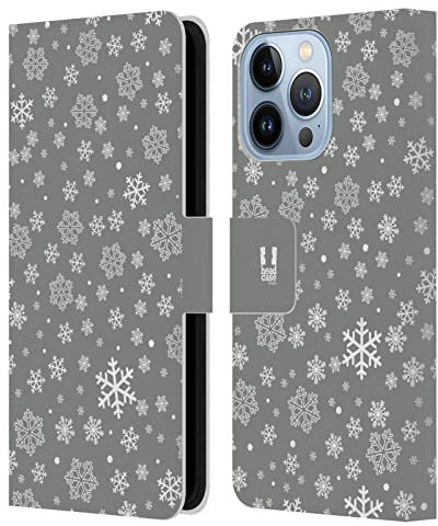 Head Case Designs Flakes Silver Holiday Collection Leather Wallet Case Compatible With Apple iPhone 13 Pro