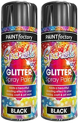 2 x Glitter Black Spray Paint 200ml / 1x Pair of Disposable Gloves Decorative Creative Art and Craft by Swiss Signature
