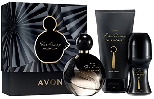 Avon Set Far Away Glamour Eau de Parfum 50ml + Bodylotion 150ml + Deoroller 50ml in der Geschenkbox für Damen