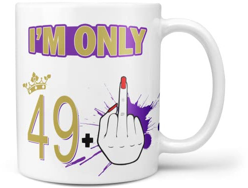 Funny 50th Birthday Gift Novelty Mug 'I'm 49 plus 1!' Funny Gift for Womans 50 Birthday Gift (50th)