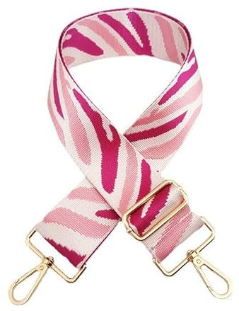 PTNKUIIY Schulterriemen Längenverstellbarer Tragegurt 5cm Breiter Schultergurt für Taschen 80cm-130cm Mehrfarbiger Umhängegurt Canva Riemen für Taschen Handtaschen DIY Zubehör Karabiner in Gold,Rosa