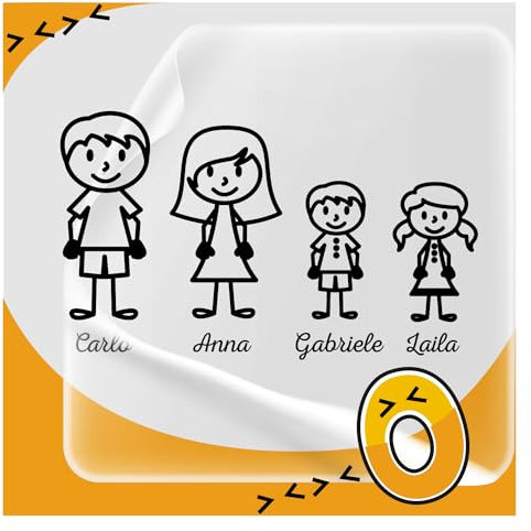 Adesivi Personalizzati Famiglia – Famiglia a Bordo con Nomi e Personaggi – Adesivo Auto Vinile di Alta Qualità, Resistente per Interni ed Esterni – Crea il Tuo Sticker Unico per Auto, Moto e Camper