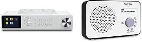 Grundig GKR1030 DKR 3000 BT DAB + WEB Küchenradio mit Bluetooth, DAB + Empfang und Internetradio Weiß & TechniSat VIOLA 2 - tragbares DAB Radio(DAB+, UKW, Lautsprecher, Kopfhöreranschluss)weiß/schwarz