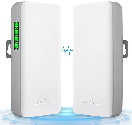 Lot de 2 ponts sans fil CPE320 point à point 5,8 G longue portée avec antenne à gain élevé 12 DBi, adaptateur PoE 24 V, 2 ports LAN, pour extension de réseau et de surveillance