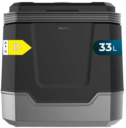 Cecotec Mini Nevera Portátil Bolero TravelCooling 33L D. Nevera eléctrica portátil de 33L, 12V-220V, para Coche y Caravana, función frío/Calor (8-65ºC), Aislamiento PU, Clase energética D