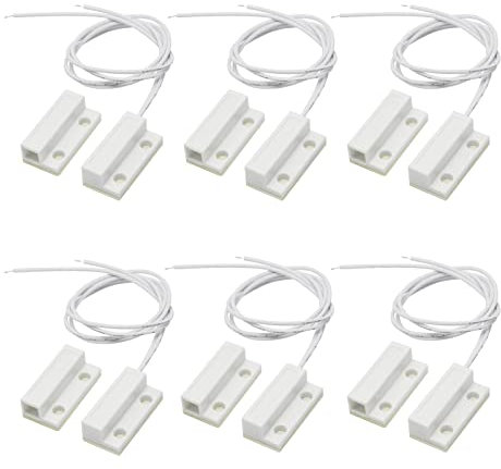 Contatto Magnetico Allarme,Antifurto Garage,Contatto Magnetico della Finestra della Porta, 6 Pezzi Allarme Reed Magnetico, Allarme Interruttore Contatto Porta Finestra Magnetico
