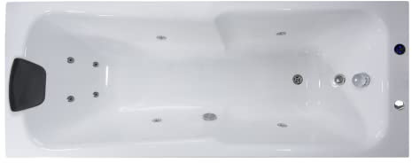 Basera® BASIC Indoor Whirlpool Badewanne Bali mit 8 Massagedüsen, LED-Ambiente