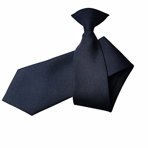 Proumhang Solide Krawatte für Männer,Uniform Clip-On Krawatte mit Knopflöchern,Einheitsgröße für Unisex Erwachsene 51cm Marineblau