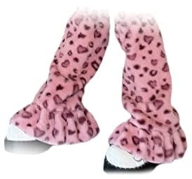 Gift girl 1 Paar Leoparden-Beinstulpen für Damen, Trompetenöffnung, Beinwärmer, lose Leoparden-Socken, Ärmel, Beinärmel, rose pink, One size
