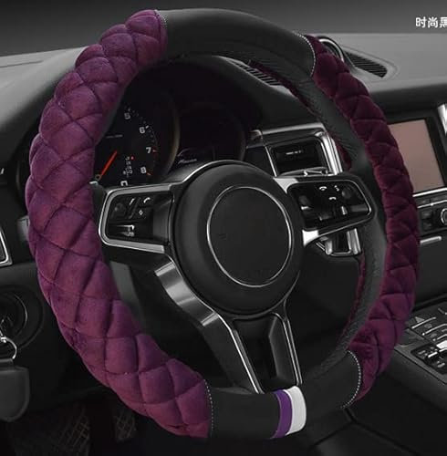 Mayco Bell Auto-Lenkradhülle, Winter, warm, Plüsch, weiches Plüsch-Set, Autoschutz, universelles Fellrad, Auto-Innenzubehör (lila)