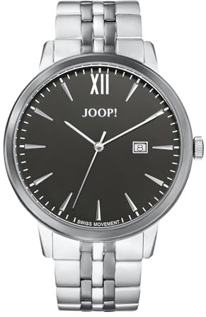 Joop! Armbanduhr Herren Quarzuhr analog, mit Edelstahl Armband, Silber, 10 bar wasserfest, Kommt in Uhren Geschenk Box, 2028337