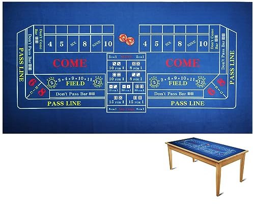 Luckin Sports Craps Filz Tischwäsche, Leinen, Blau