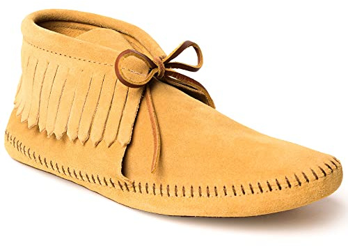 Minnetonka Bottes Mocassins Classiques à Franges pour Homme, Softsole Tan, 47 EU