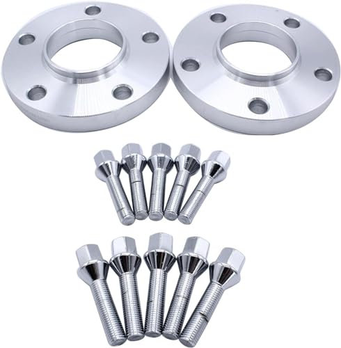 SHLPDFM 2 Stück 20mm Spurverbreiterung Distanzscheiben Set Ø72,6 5x120mm mit 10 Stück Radschrauben M12x1,5 für E36 E46 E90 E92 E60 318i 323i 325i 328i 330i 335i 525i 545i