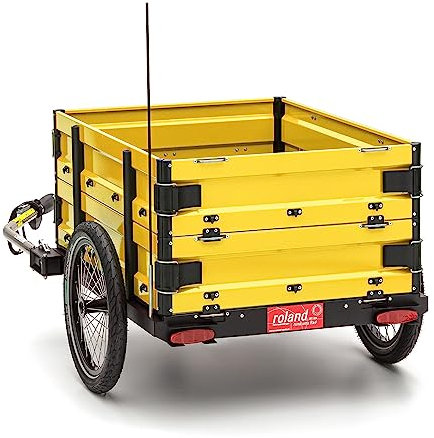 ROLAND Fahrradanhänger Carrie M.e, inkl. Doppelbordwand, Handwagen, für Lasten, E-Bike, mit Deichsel, Kupplung, Aluminium