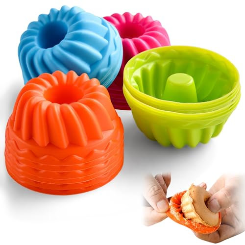 Yagaspantery 24 Pièces Moules à Cupcakes en Silicone, mini moules à Muffins Réutilisables pour plateau à pudding,Cupcakes,Muffins(4 couleurs)