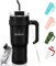 MOMSIV 40oz Tumbler with Handle and Straw, Large Capacity 1100ml Stainless Steel Leakproof Coffee Cup, Insulated Vacuum Double Wall Travel Mug Water Bottle for Hot and Cold Iced Drink