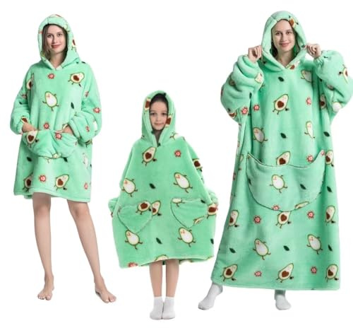 PaWuKi Tragbare Decke, Hoodie, übergroße Sherpa-Kapuzendecke, Sweatshirt mit Tasche, super warm und gemütlich