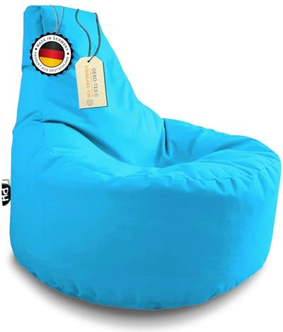 PATCH HOME Gamer Kissen & Lounge Sitzsack Sessel Sitzkissen Sitzsäcke Gaming, befüllbar mit Reißverschluss, fertig mit Styropor Füllung befüllt, In & Outdoor geeignet (Ø 80cm x Höhe 90cm, Aqua)