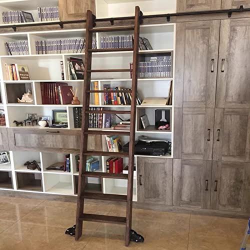 Robuste 3,3- bis 20-Fuß-Rollleiter-Hardware-Bibliothek, rundes Rohr, mobiles Leiterschienen-/Schienenset (ohne Leiter) für Zuhause/Innenraum/Dachboden, Schiebe-Scheunentor, komplettes Hardware-Set, sc