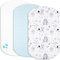 Lovely Hippo 2X Spannbettlaken 100% Baumwolle + 1X Matratzenschoner 100% wasserdichtem Material - Set 3X - Kompatibel Chicco, Kinderkraft (Blaue Tiere, 60 x 80 cm)