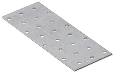 Placa plana perforada galvanizada de 160 mm x 60 mm, soportes de metal para madera, 2 mm de grosor, acero PP6 (paquete de 1)