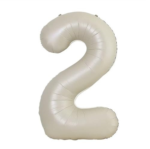 Vthoviwa 40 Zoll/18 Farbens Luftballon Zahlen 2 Milchweiß, Luftballon 2. Geburtstag Foil Ballon, 0123456789,10-19,20-25,30,40,50,60,70,80,90, Folienballon 2 Party Dekoration Helium Unterstützen