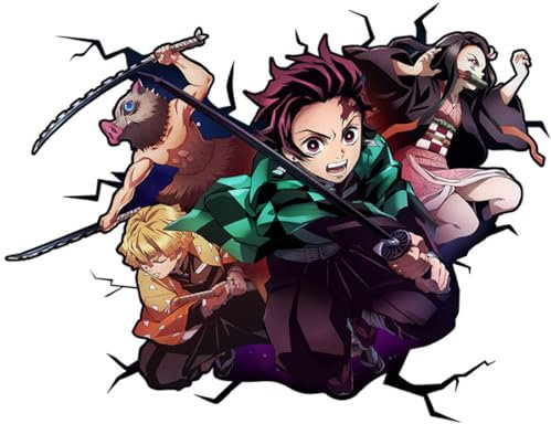 Demon Slayer Wandaufkleber Cartoon Anime Junge Kinderzimmer Selbstklebendes Pvc-dekorationsgemälde 38,5 * 50 Cm