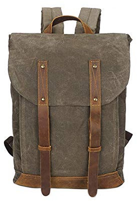 LVUNZJCA Herrenrucksack Backpacks Canvas Casual Laptop Rucksack Schule Rucksack Business Wanderweg für Schule, Wandern, Camping(Army Green)