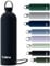 Exllena Trinkflasche Edelstahl mit Griff & Karabiner–500ml/750ml/1L/1,5L isolierte Thermosflasche, 100% auslaufsicher und BPA-frei, Wasserflasche thermo für Sport, Büro & Alltag (Schwarz,1500ML)