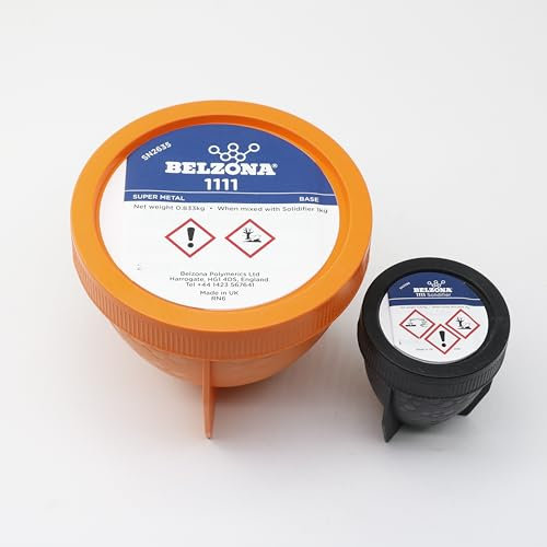 Belzona 1111 Super Metal 1KG Kit Epoxy Resin Repair Composite Two Components Parts Base + Solidifier Metal Repair Resurfacing Pail Solvent Free for Silicon Steel Alloy