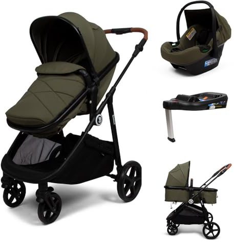 Baninni 4-in-1 Kinderwagen mit Multi-Stands mit Autositz und Basis Nelia, Grün